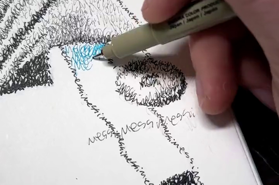 İZLE | Messi yazarak Messi'yi çizdi