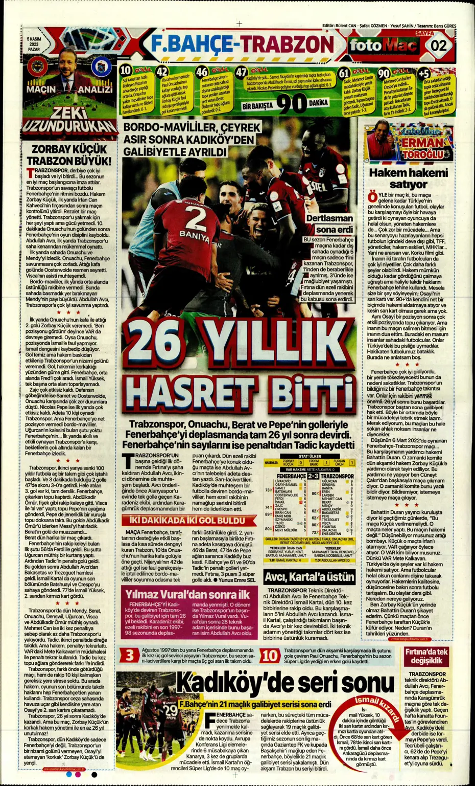 "Kadıköy'de tarihi fırtına" | Sporun manşetleri (5 Kasım 2023) - 17