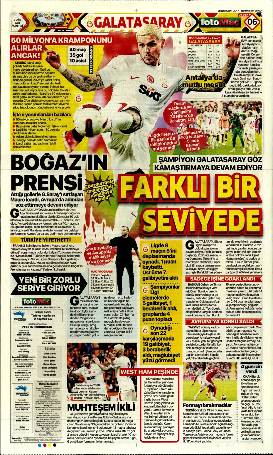 "Ağa da paşa da Fenerbahçe" | Sporun manşetleri (9 Ekim 2023) - 17 "Ağa da paşa da Fenerbahçe" | Sporun manşetleri (9 Ekim 2023) - 17
