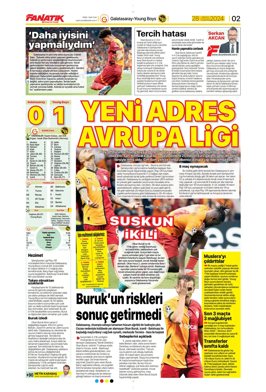 "Galatasaray'ın kabus gecesi" | Sporun manşetleri - 3