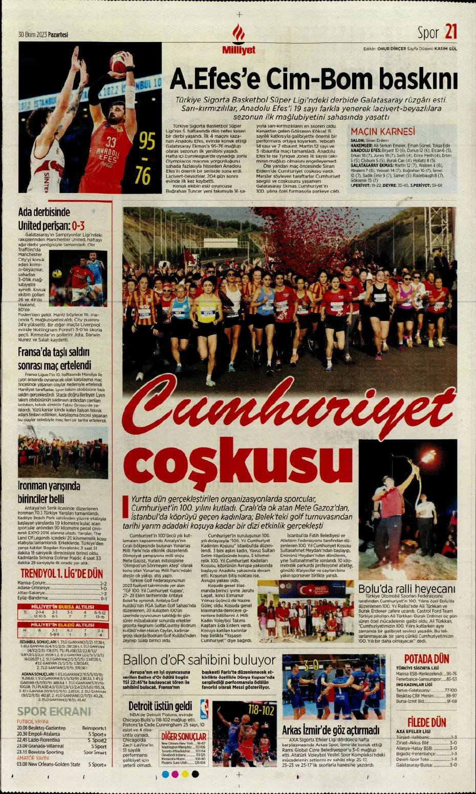 "Fenerbahçe kasırgası" | Sporun manşetleri (30 Ekim 2023) - 17