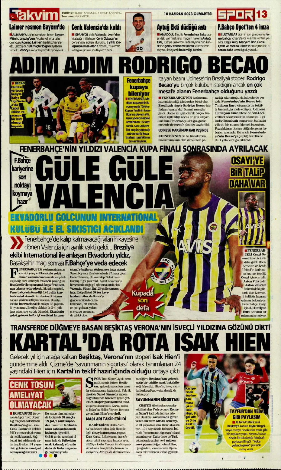 "Nelsson'un yerine Merih Demiral" | Sporun manşetleri (10 Haziran 2023) - 18