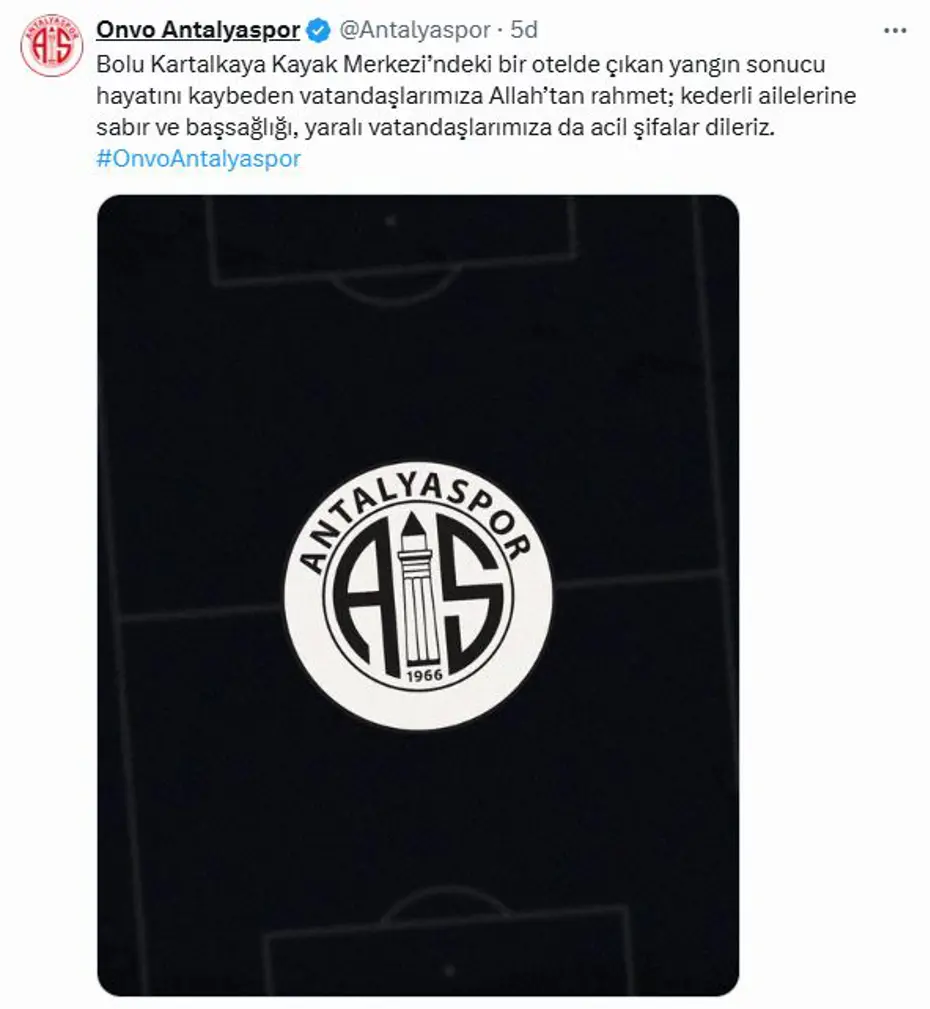 Spor kulüpleri, Kartalkaya'daki yangında hayatını kaybeden vatandaşlar için başsağlığı mesajı yayımladı - 9