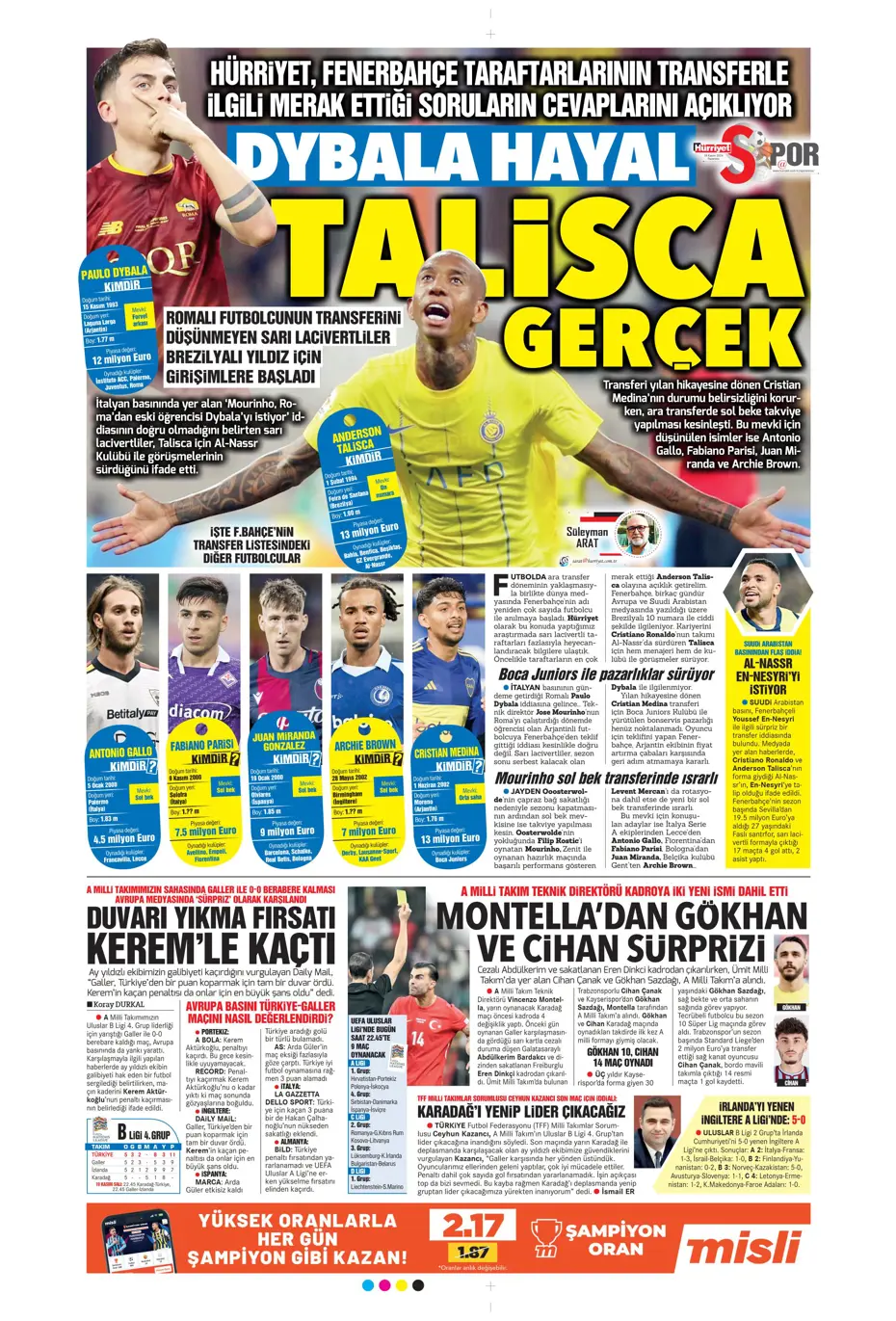 "Talisca olmazsa B planında 2 yıldız var" | Sporun manşetleri - 19