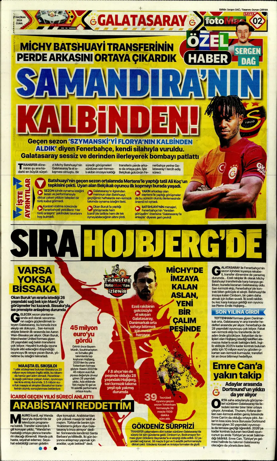 "Bir yıl daha G.Saray'dayım" | Sporun manşetleri (21 Haziran 2024) - 12 "Bir yıl daha G.Saray'dayım" | Sporun manşetleri (21 Haziran 2024) - 12