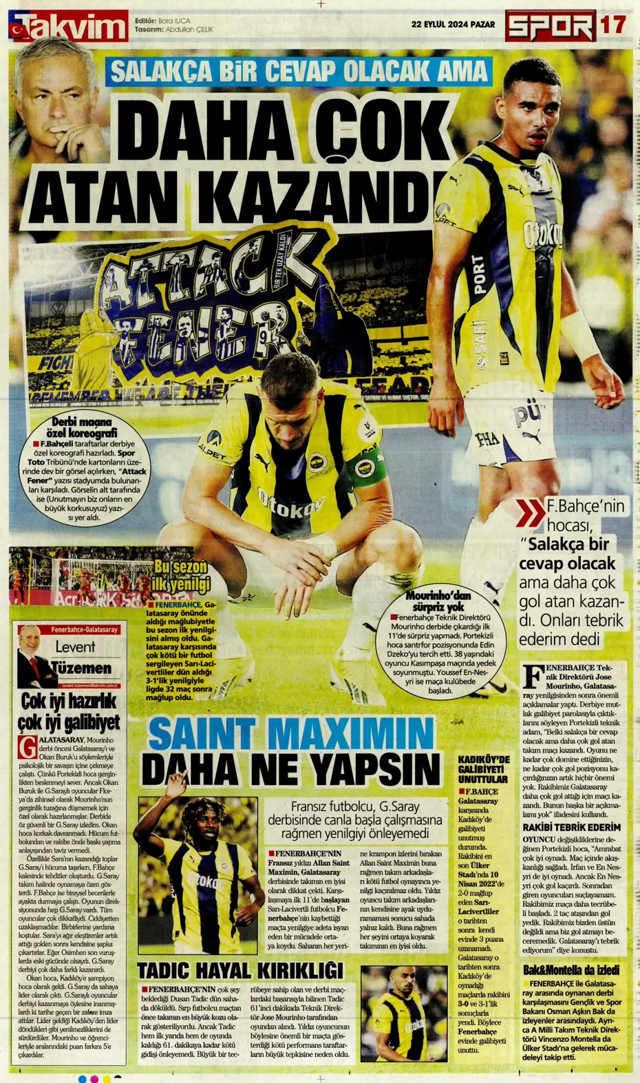 "Şampiyon Kadıköy'ü selamladı!" | Sporun manşetleri (22 Eylül 2024) - 45