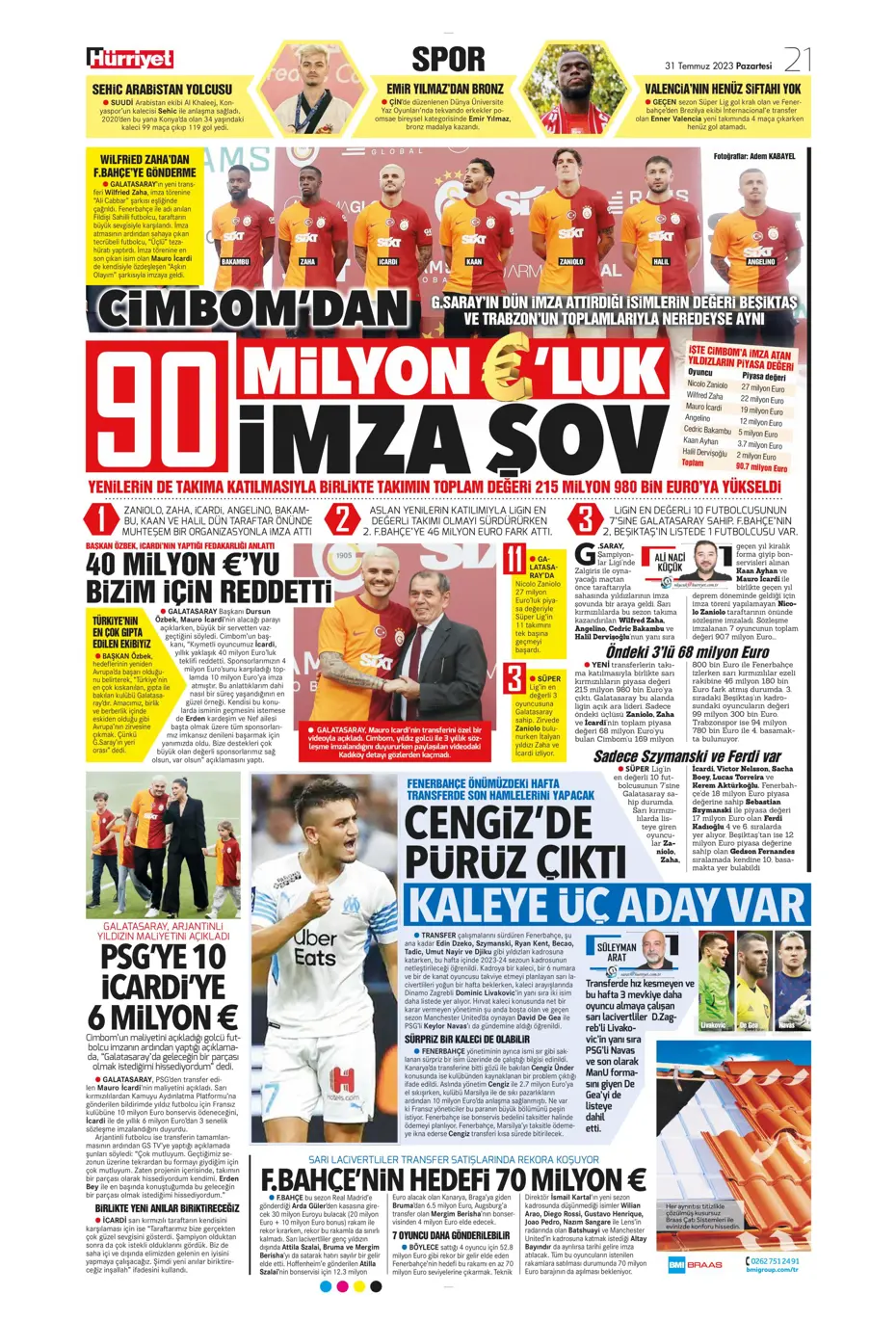 "Zaha'nın rövanşı Felix" | Sporun Manşetleri (31 Temmuz 2023) - 21