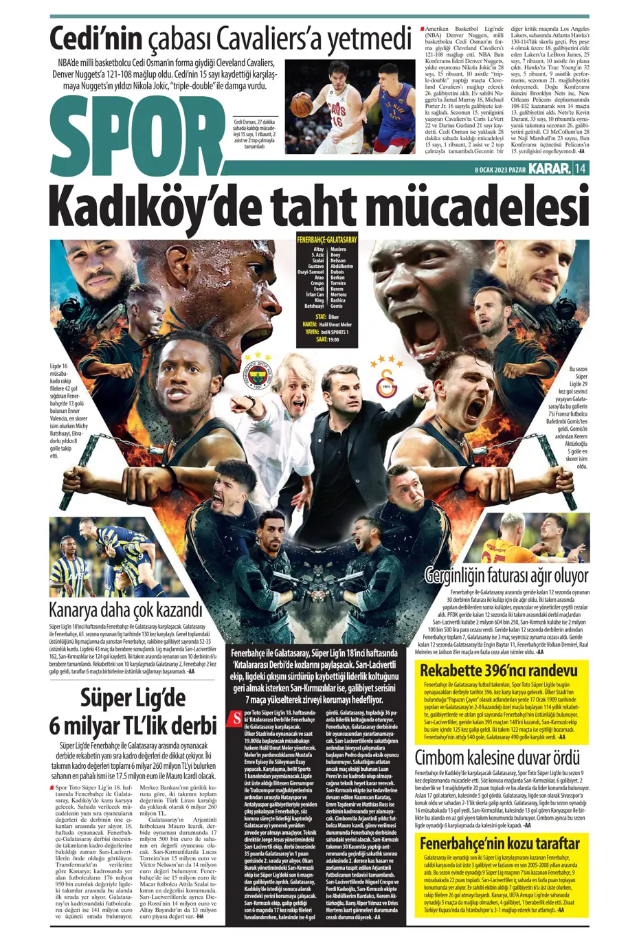 Sporun Manşetleri (8 Ocak 2023) - 24