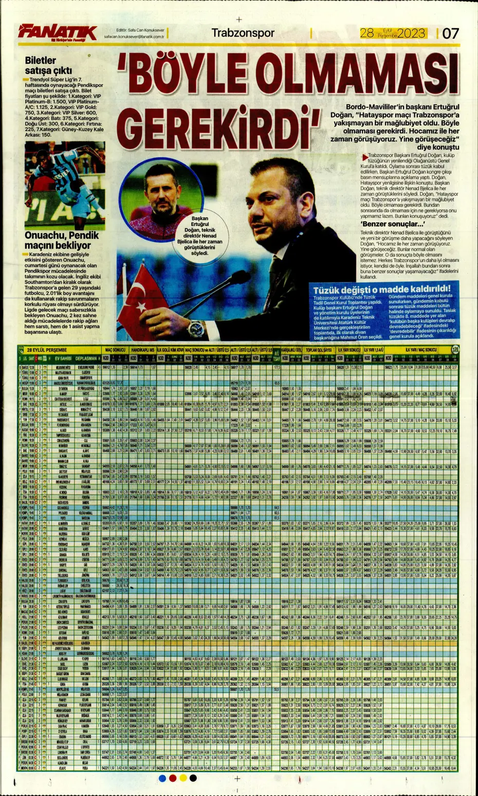 "Tarihi eser" | Sporun manşetleri (28 Eylül 2023) - 8