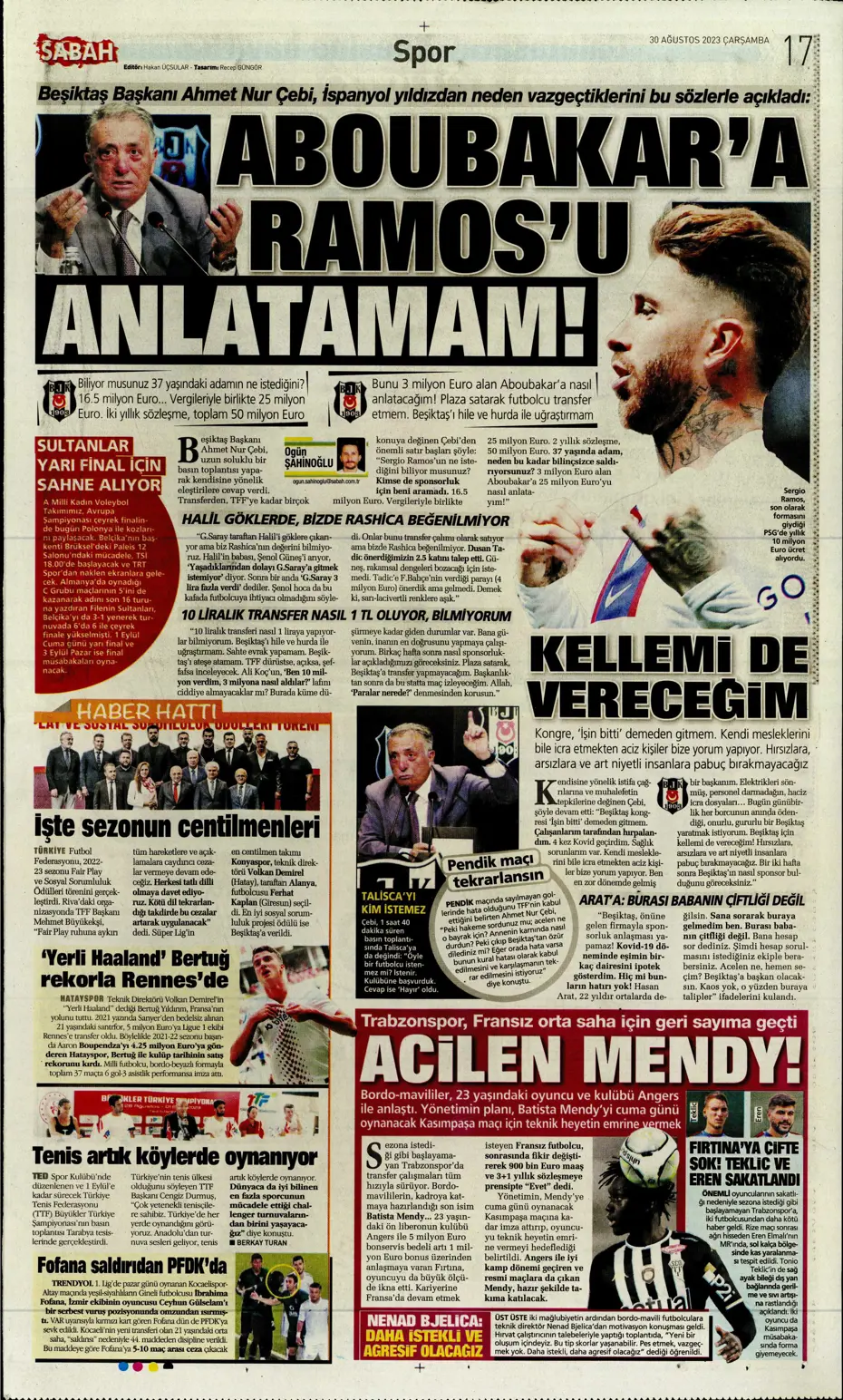 "Avrupa Avrupa duy sesimizi" | Sporun manşetleri (30 Ağustos 2023) - 30 "Avrupa Avrupa duy sesimizi" | Sporun manşetleri (30 Ağustos 2023) - 30