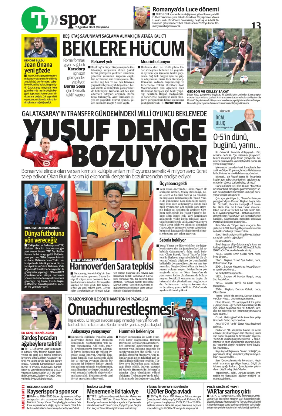 "12 milyon euroya Becao" | Sporun manşetleri - 36 "12 milyon euroya Becao" | Sporun manşetleri - 36