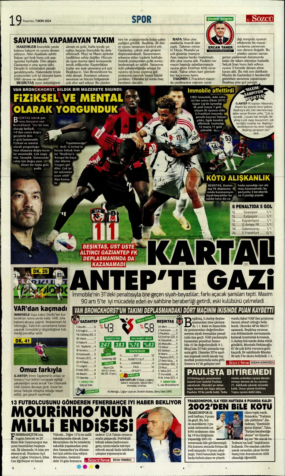 "Mourinho'dan Samsunspor'a yeni sistem" | Sporun manşetleri - 34