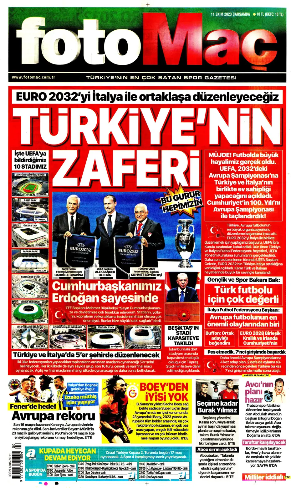 "Sergio Oliveira'ya yol göründü" | Sporun manşetleri (11 Ekim 2023) - 11