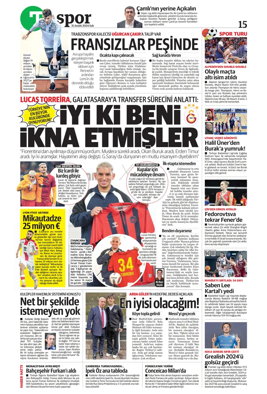"Sergen Yalçın'la ilk görüşme" | Sporun manşetleri - 37