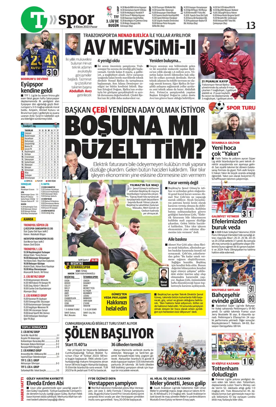 "Bjelica gidiyor, Avcı geliyor" | Sporun manşetleri (8 Ekim 2023) - 43