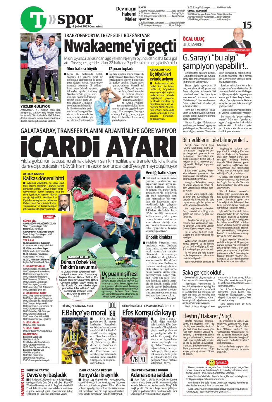 Sporun Manşetleri (4 Şubat 2023) - 37