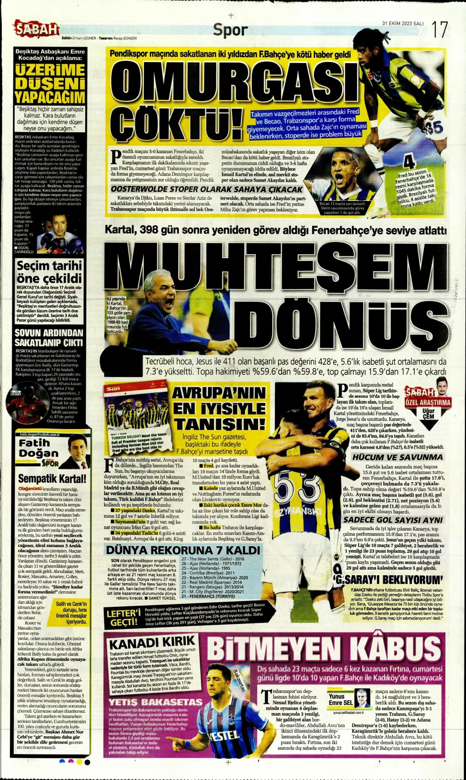 "Ne Bayern ne Barça en büyük Kanarya" | Sporun manşetleri (31 Ekim 2023) - 28