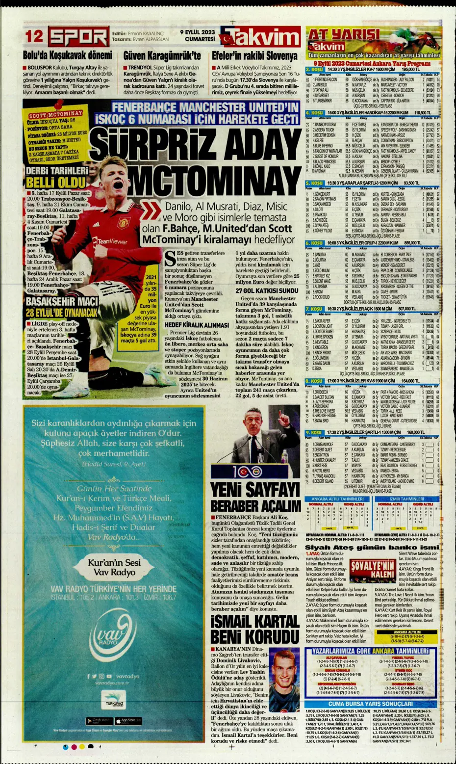 "Kuntz'un eseri" | Sporun manşetleri (9 Eylül 2023) - 34