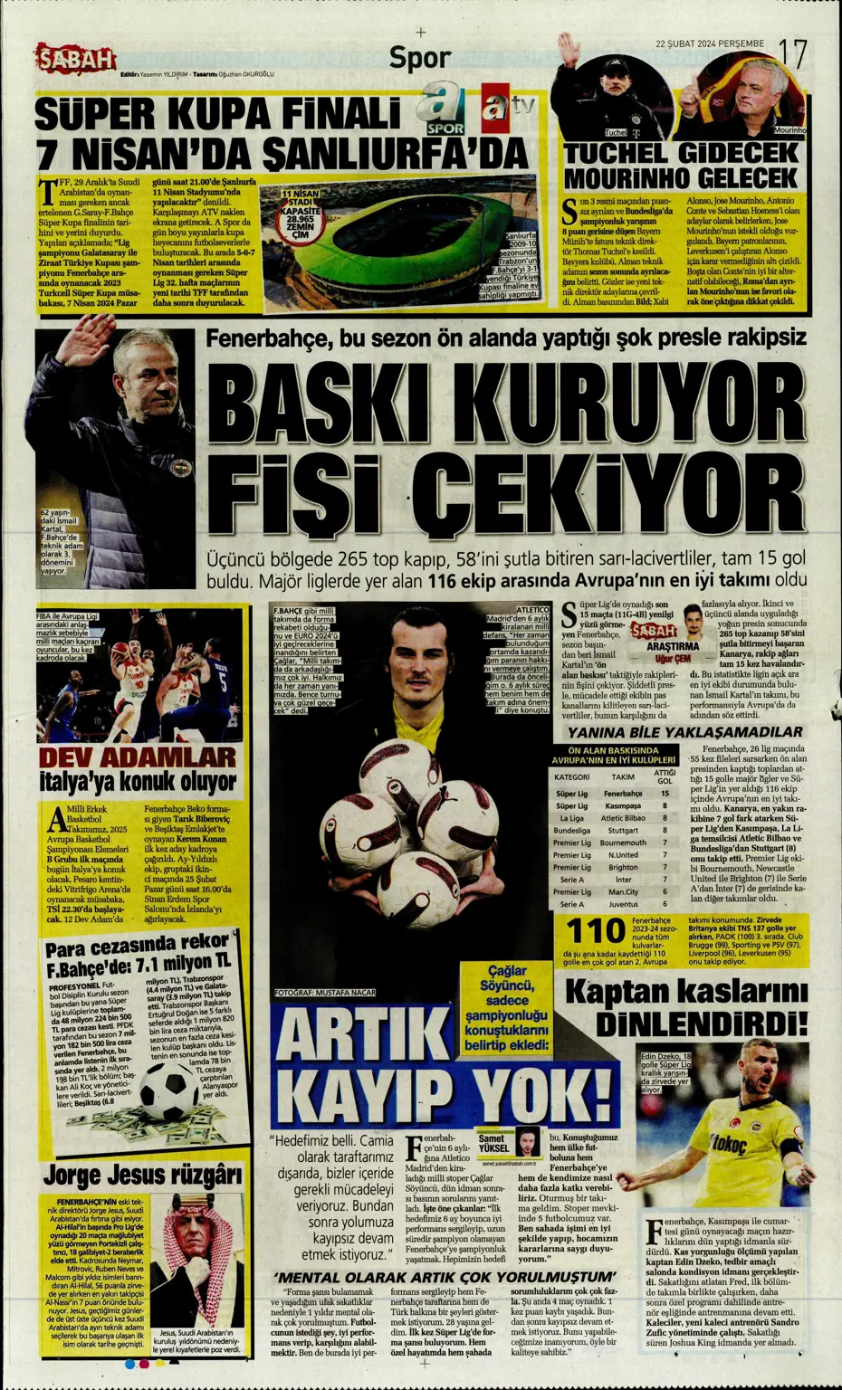 "Fenerbahçe Alex'in peşinde" | Sporun manşetleri (22 Şubat 2024) - 25 "Fenerbahçe Alex'in peşinde" | Sporun manşetleri (22 Şubat 2024) - 25