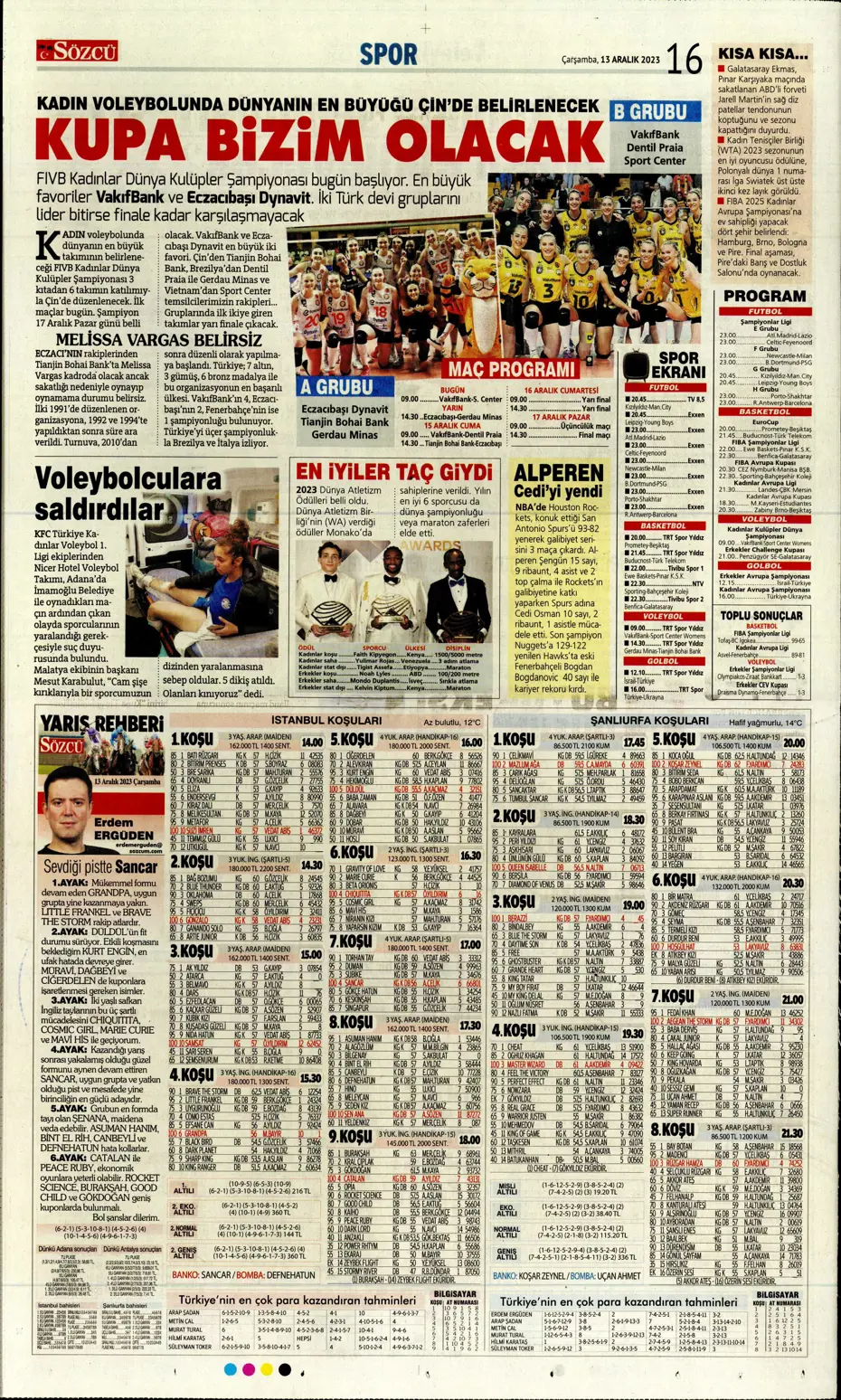 "Aslan'ın yeni yeri Avrupa Ligi" | Sporun manşetleri (13 Aralık 2023) - 23