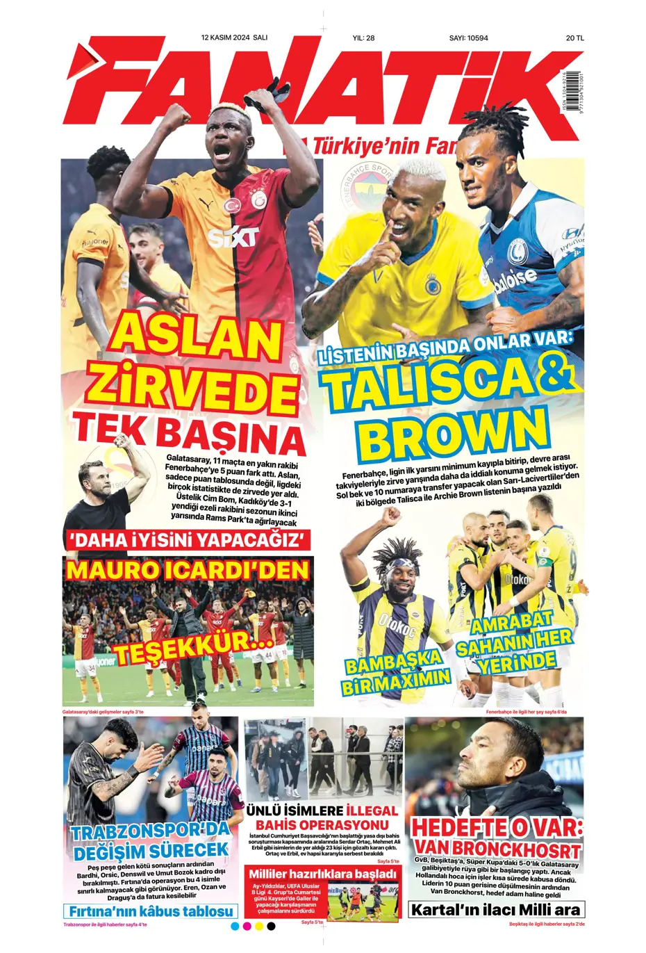 "Listenin başında onlar var: Talisca & Brown" | Sporun manşetleri (12 Kasım 2024) - 4 "Listenin başında onlar var: Talisca & Brown" | Sporun manşetleri (12 Kasım 2024) - 4