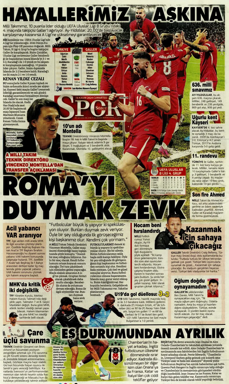"Jorginho sürprizi" | Sporun manşetleri (16 Kasım 2024) - 19