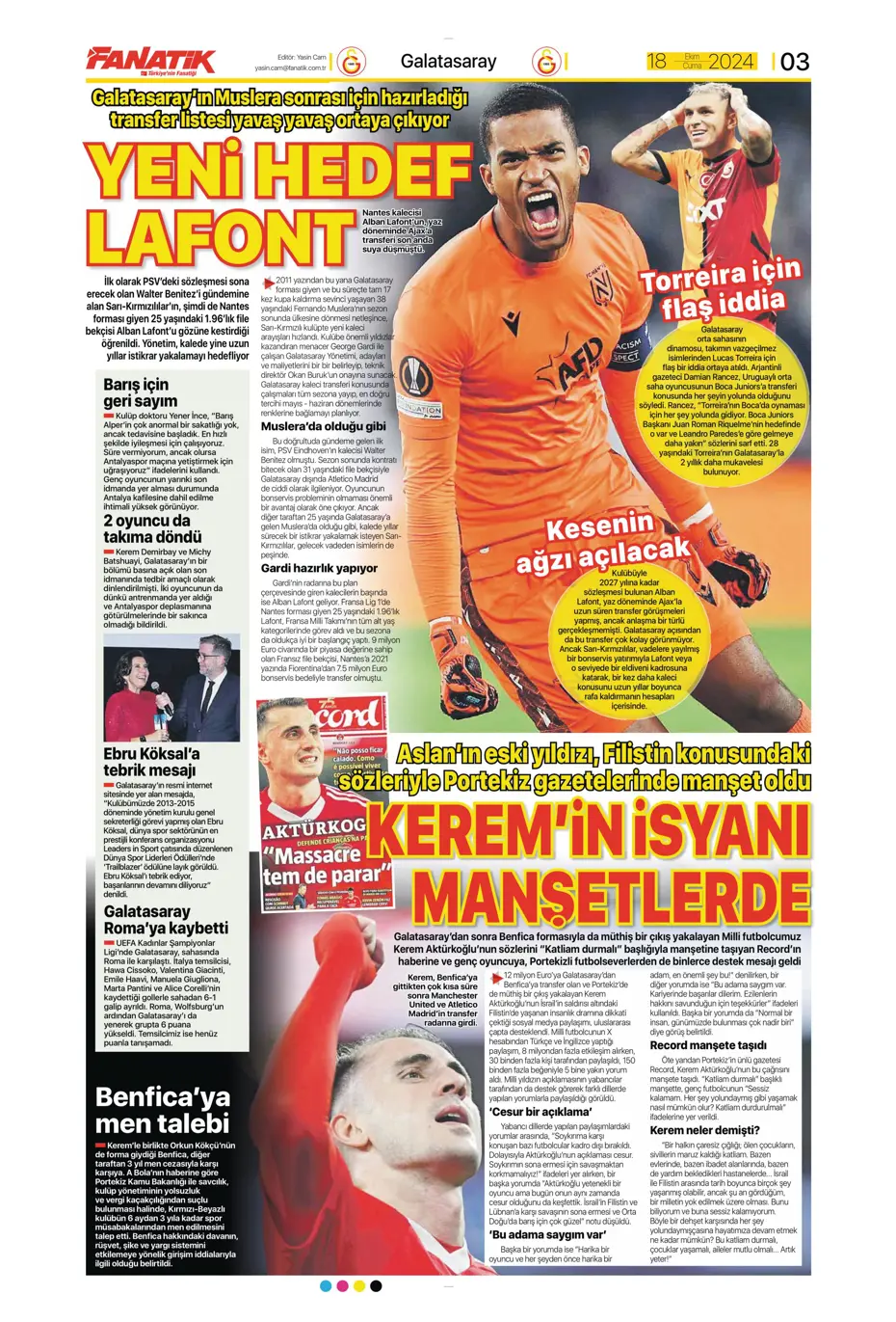 "Fenerbahçe'ye 1 milyar euroluk bomba" | Sporun manşetleri (18 Ekim 2024) - 5