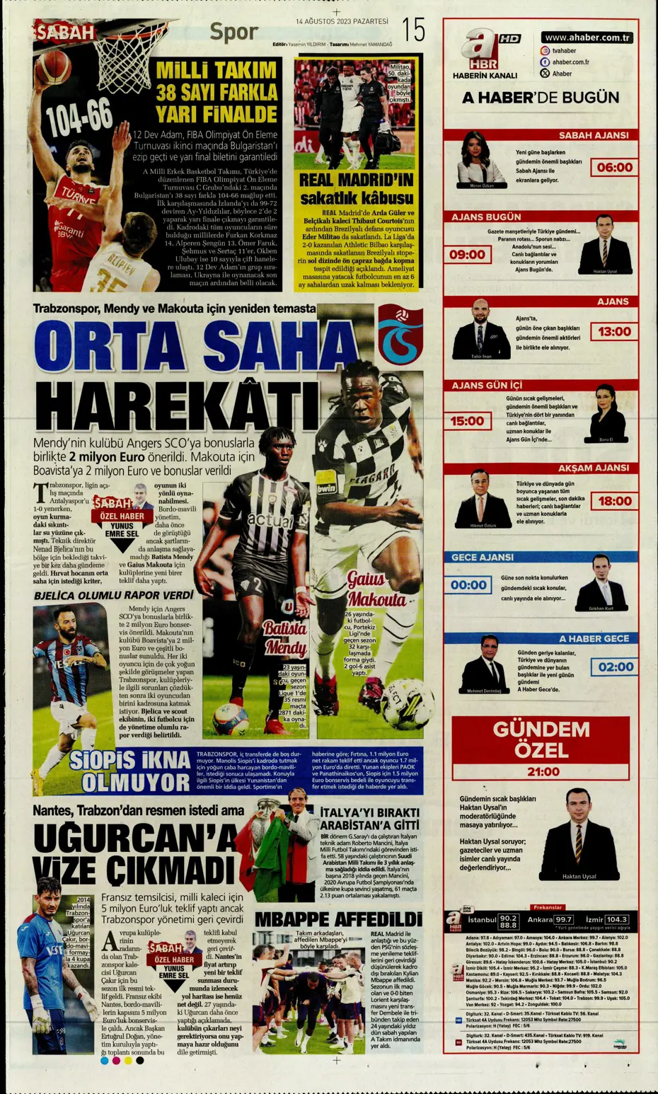 "Talisca için ilk teklif" | Sporun Manşetleri (14 Ağustos 2023) - 26