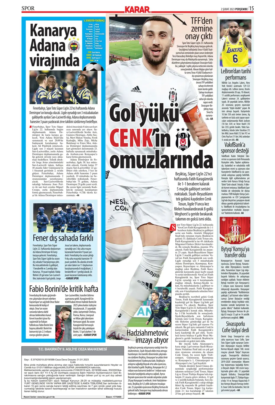 Sporun Manşetleri (2 Şubat 2023) - 28