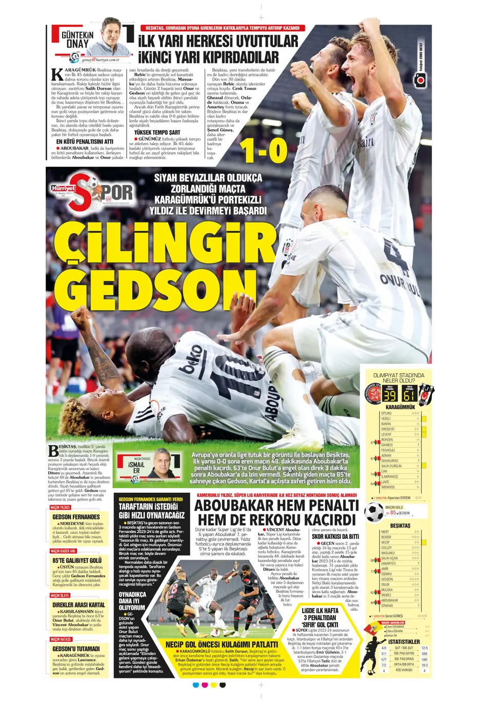 "Kartal'ı Gedson uçurdu" | Sporun Manşetleri - 23