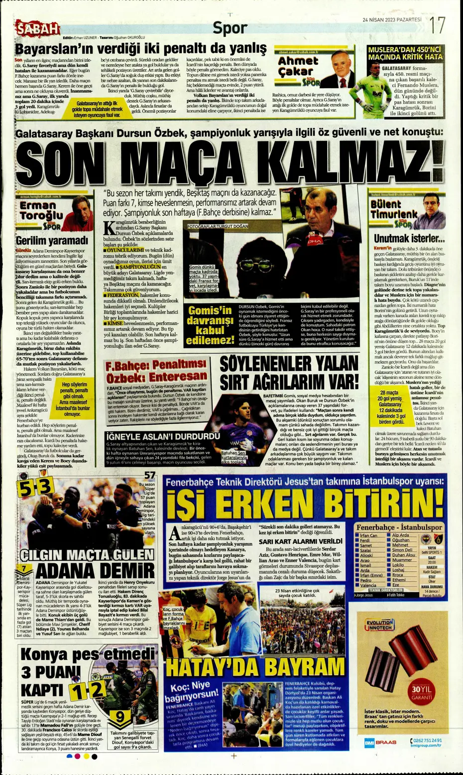 "Buruk bayram" | Sporun manşetleri (24 Nisan 2023) - 24