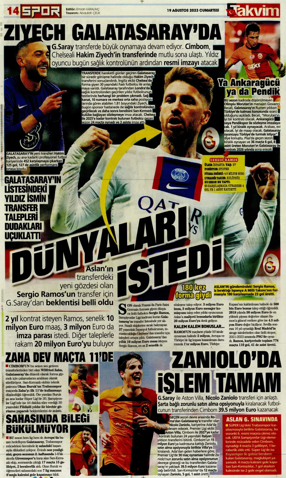 "Ramos'ta büyük kapışma" | Sporun Manşetleri (19 Ağustos 2023) - 33