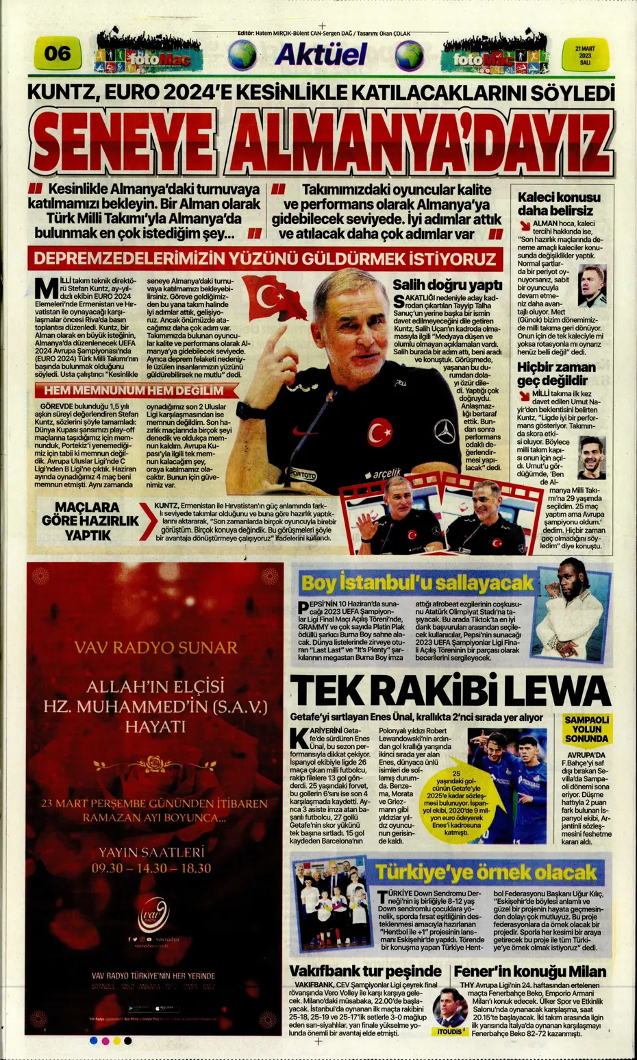 "Aslan'da transfer zirvesi" - Sporun manşetleri (21 Mart 2023) - 15