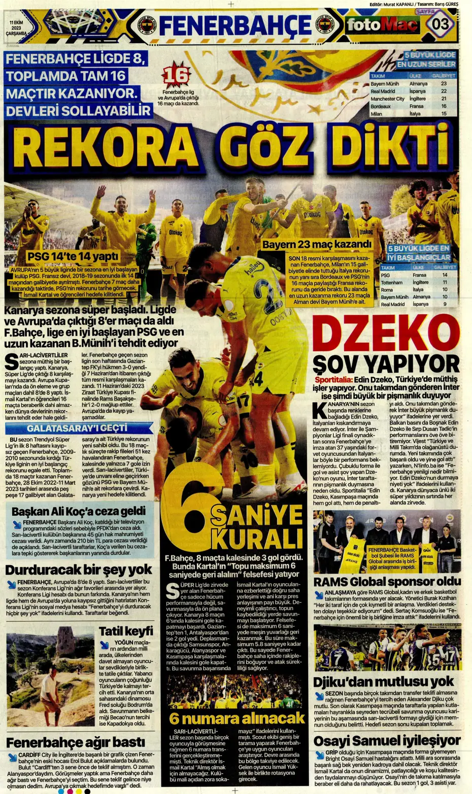 "Sergio Oliveira'ya yol göründü" | Sporun manşetleri (11 Ekim 2023) - 12