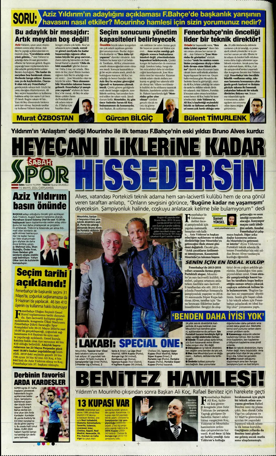 "Mourinho'ya 100 milyon euro" | Sporun manşetleri (15 Mayıs 2024) - 17