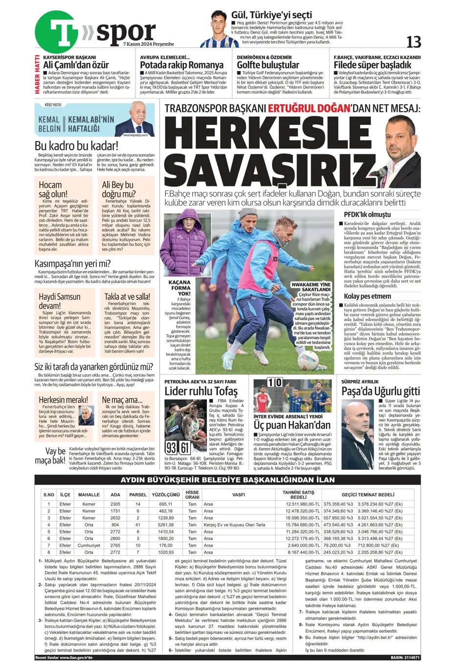 "Fenerbahçe'den Boca Juniors'a rest" | Sporun manşetleri (7 Kasım 2024) - 26