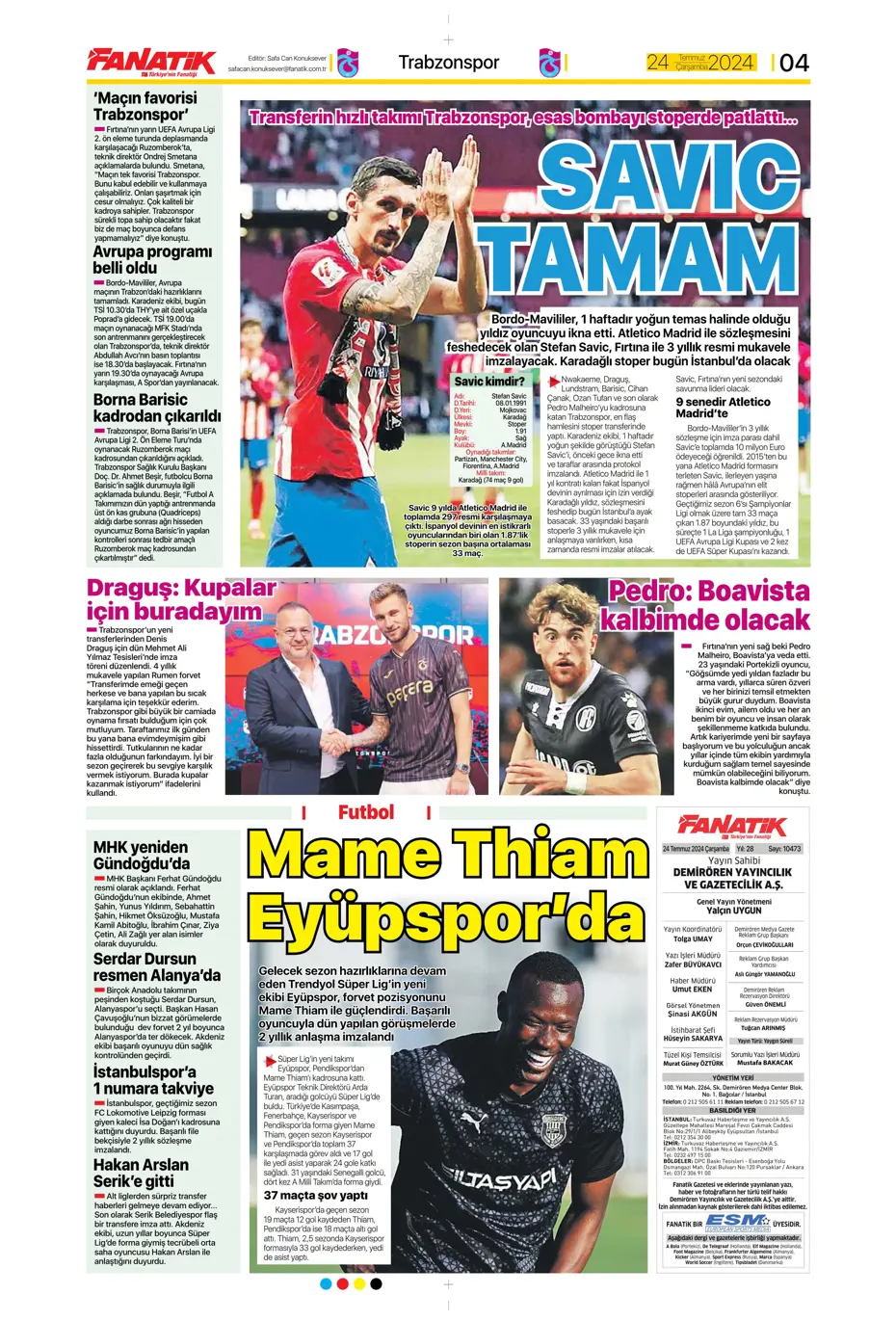 "Bu Fener'e dikkat edin" | Sporun manşetleri (24 Temmuz 2024) - 7 "Bu Fener'e dikkat edin" | Sporun manşetleri (24 Temmuz 2024) - 7