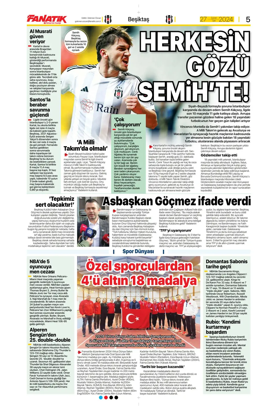 "Icardi'ye selam, zirvede devam" | Sporun manşetleri (27 Şubat 2024) - 7 "Icardi'ye selam, zirvede devam" | Sporun manşetleri (27 Şubat 2024) - 7