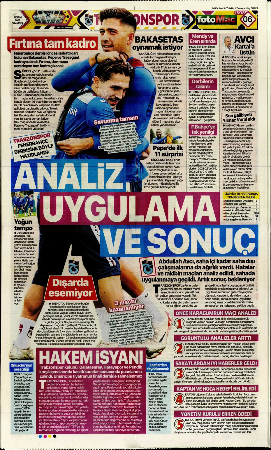 "Derbinin şifresi ilk çeyrek" | Sporun manşetleri (4 Kasım 2023) - 18