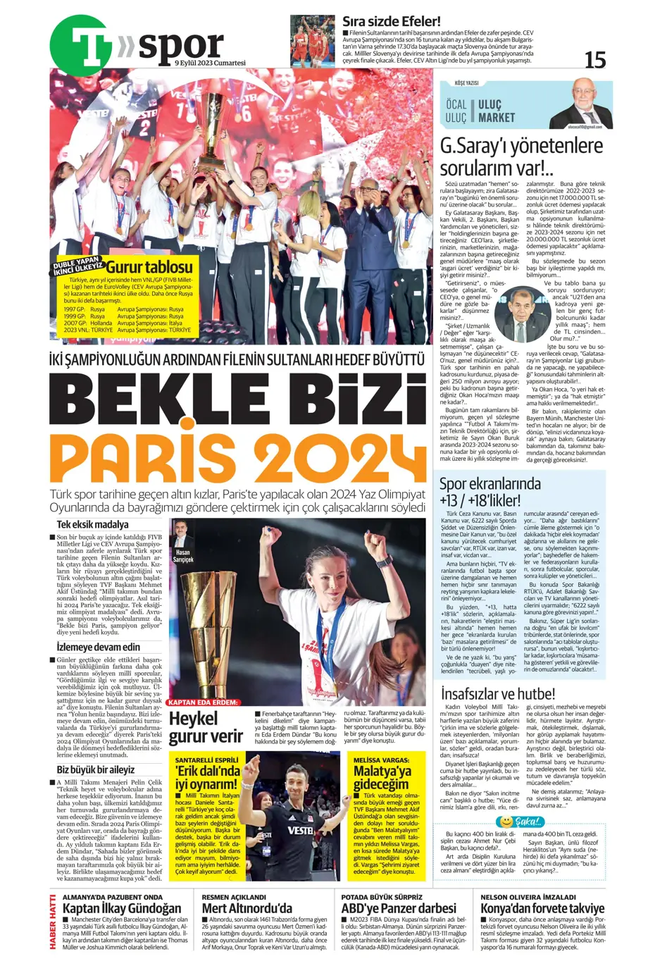 "Kuntz'un eseri" | Sporun manşetleri (9 Eylül 2023) - 39