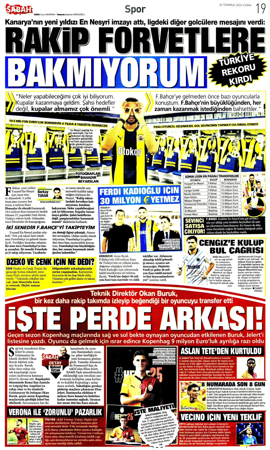 "Anderson Talisca savaşı" | Sporun manşetleri - 27