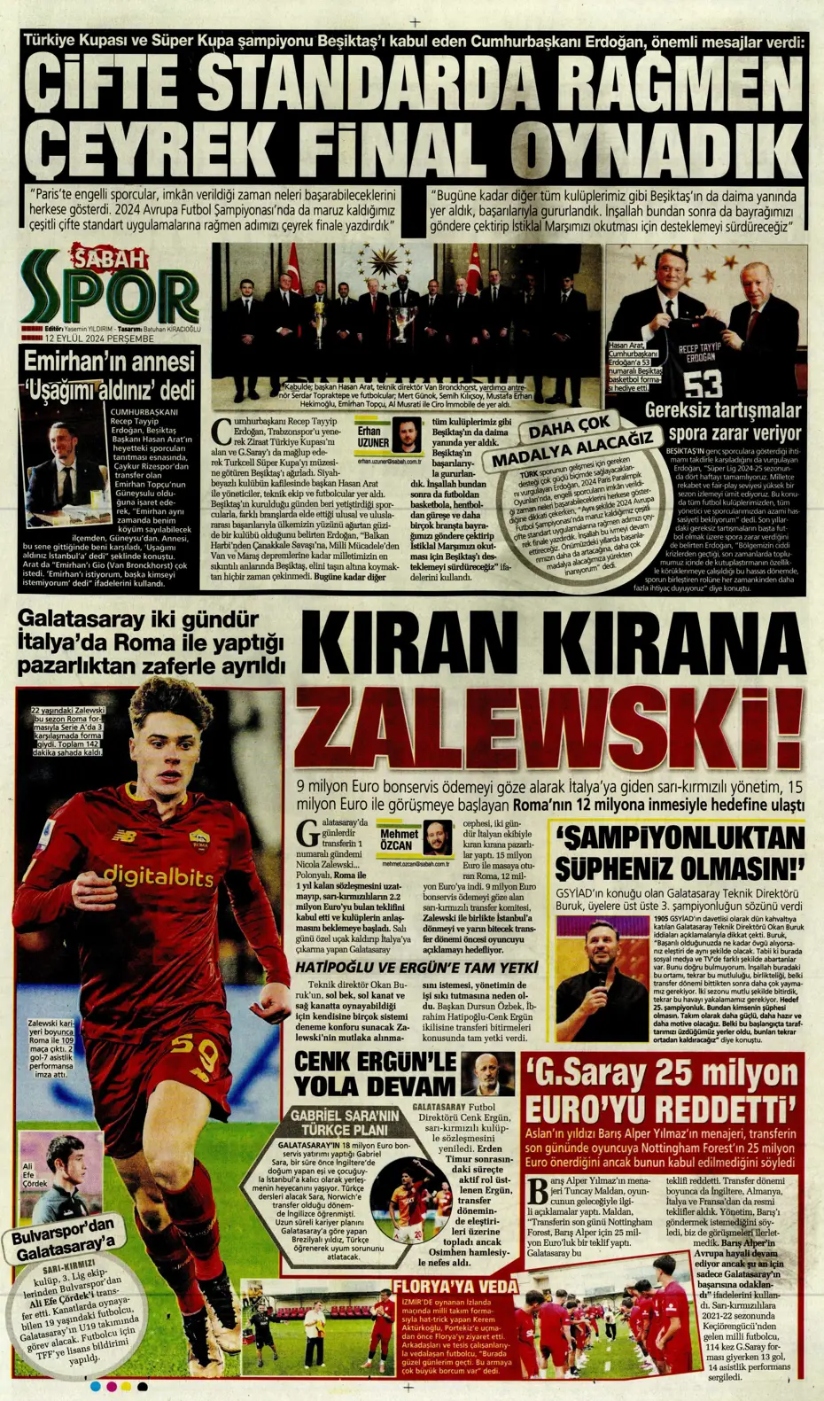 "12 milyon Euro'ya Cim Bom'da" | Sporun manşetleri (12 Eylül 2024) - 27 "12 milyon Euro'ya Cim Bom'da" | Sporun manşetleri (12 Eylül 2024) - 27