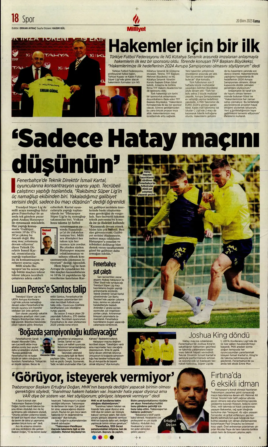 "Derbinin kilidini açacak anahtarlar" | Sporun manşetleri (20 Ekim 2023) - 20