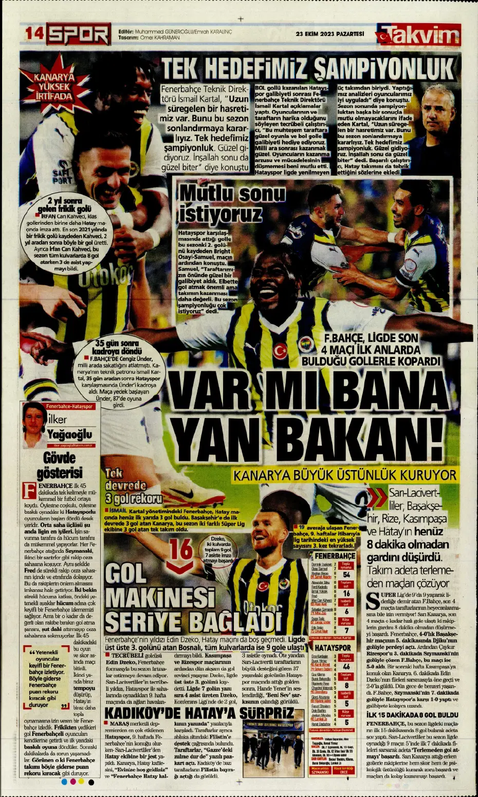 "Rekorları kıra kıra zirvede" | Sporun manşetleri (23 Ekim 2023) - 23 "Rekorları kıra kıra zirvede" | Sporun manşetleri (23 Ekim 2023) - 23