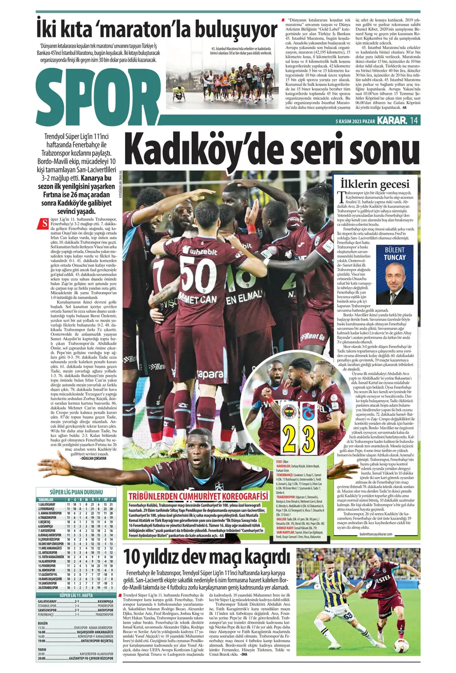 "Kadıköy'de tarihi fırtına" | Sporun manşetleri (5 Kasım 2023) - 24