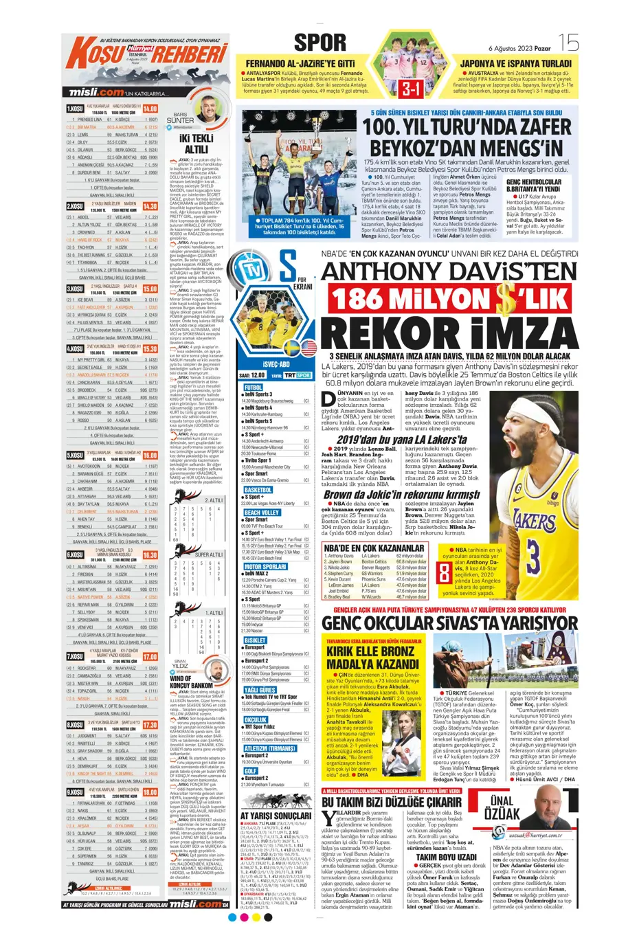 "Fener'e dünya yıldızı" | Sporun Manşetleri (6 Ağustos 2023) - 14