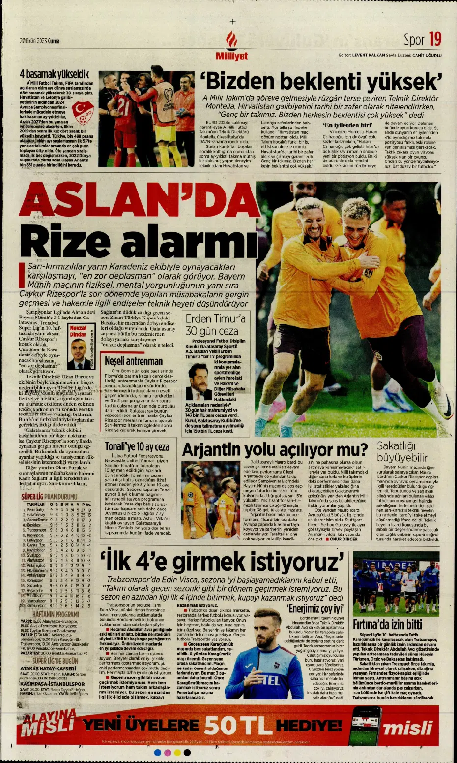 "Yüzyılın Fener'i" | Sporun manşetleri (27 Ekim 2023) - 17