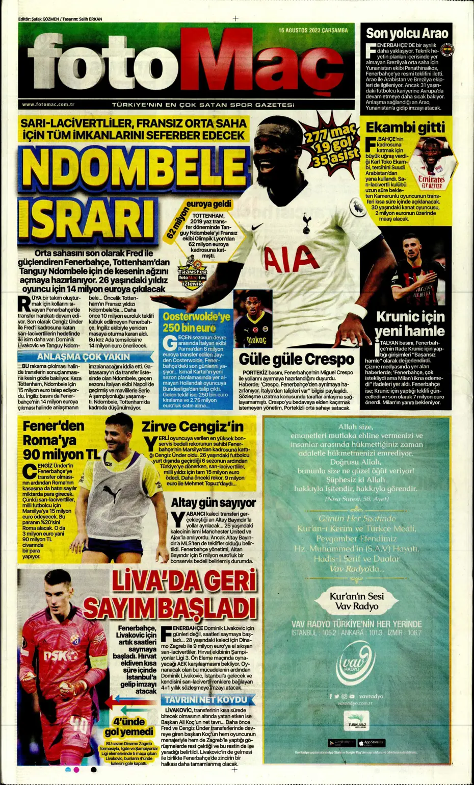 "Devler Ligi'ne kaldı 1 adım" | Sporun Manşetleri - 15