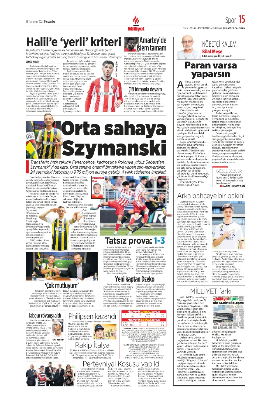 "Aslan Thiago" | Sporun manşetleri (13 Temmuz 2023) - 17