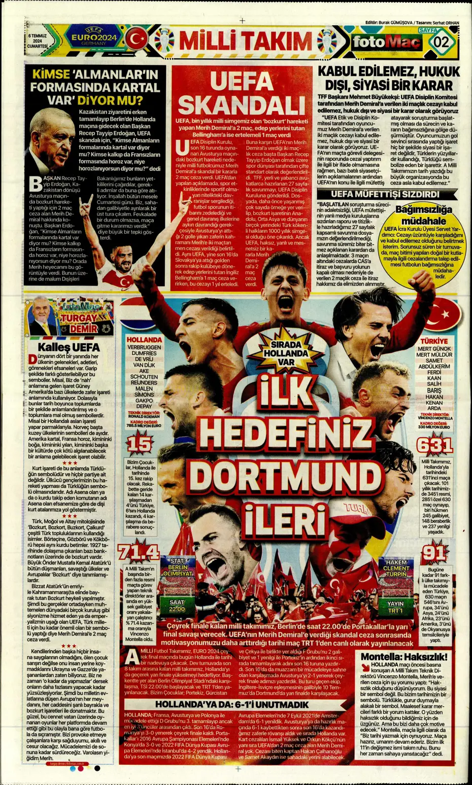 "Avrupalı selam dur! Türkler geliyor" | Sporun manşetleri (6 Temmuz 2024) - 11